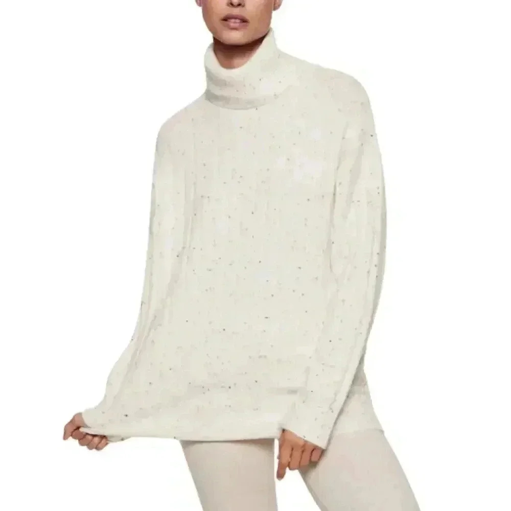 Mango Ecru Fleece Turtleneck Pullover‎ Sweater NWT Plus 2XL
